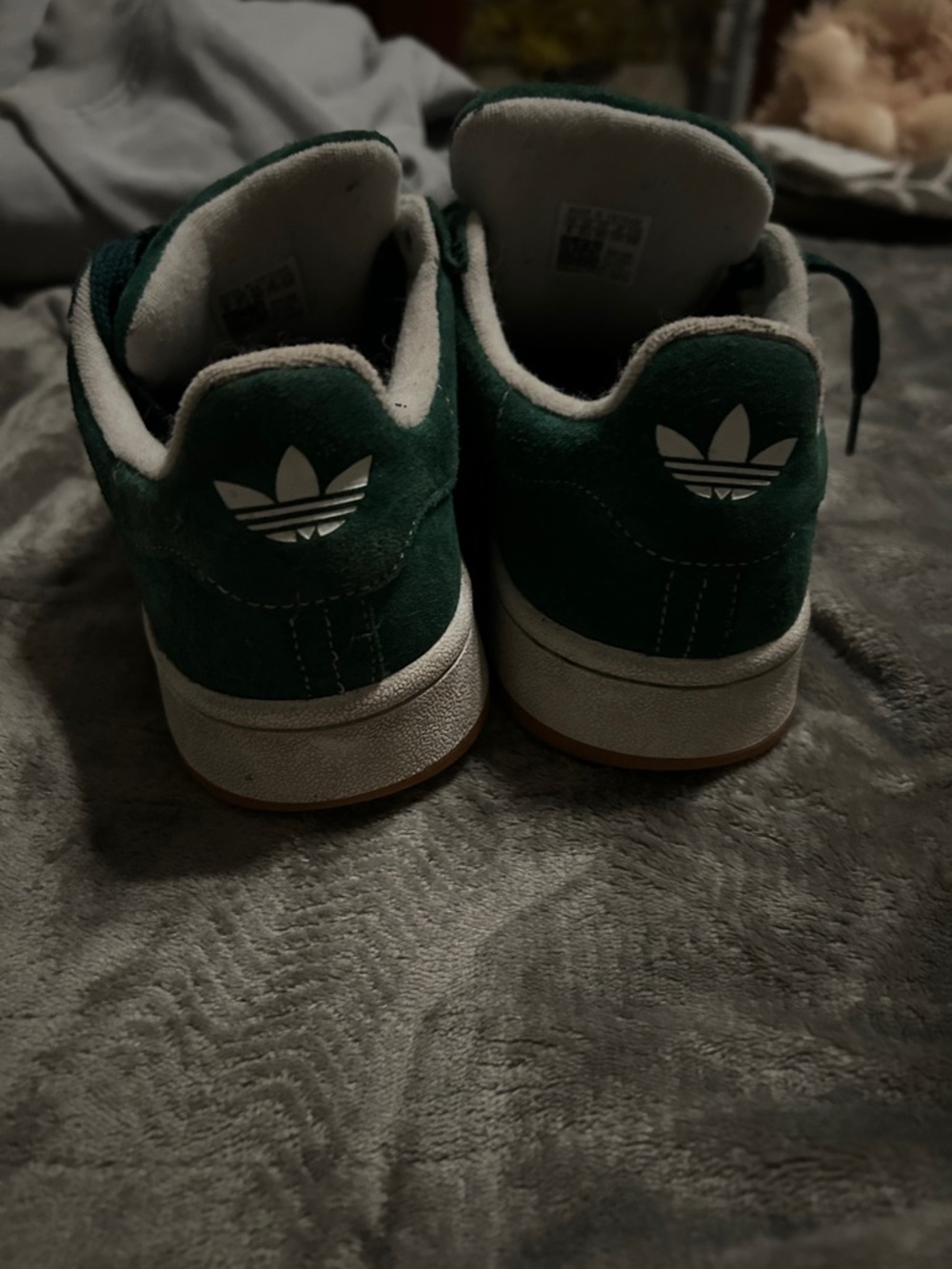 adidas Green Suede Trainers with White Three Stripes - Picture 2 of 4